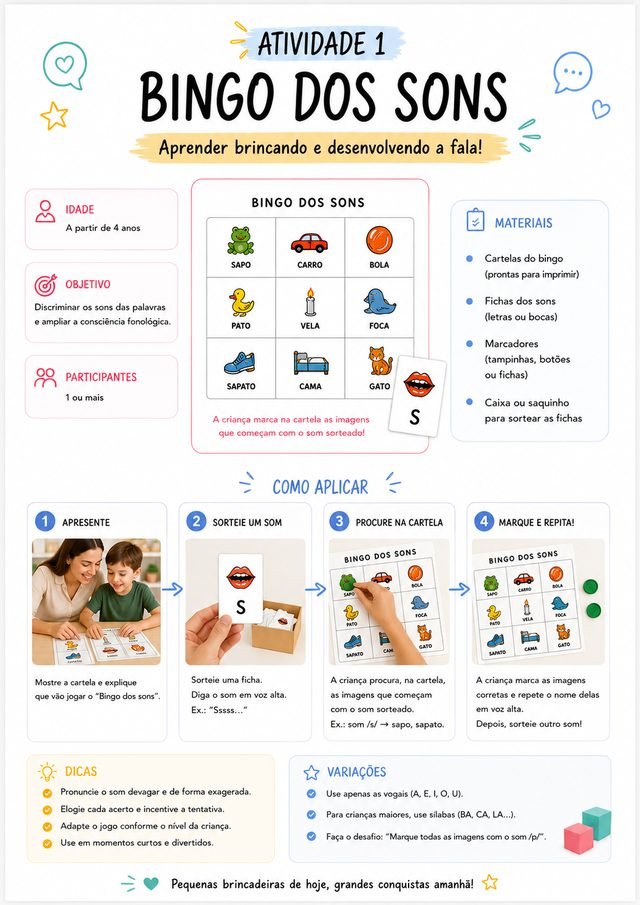 Amostra de atividade 1 do material Fala em Casa