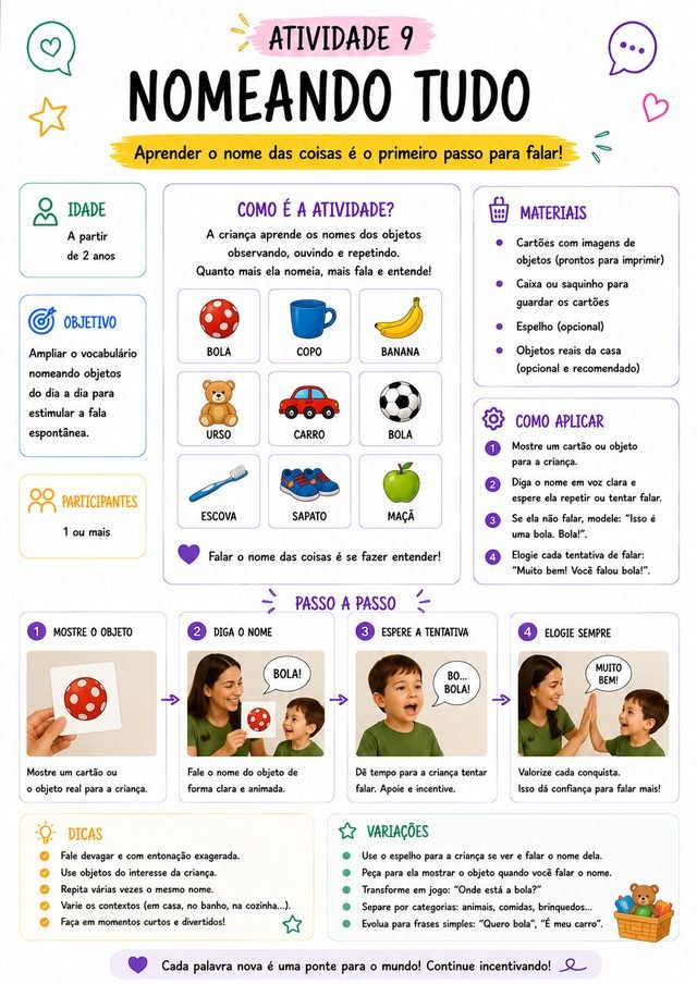 Amostra de atividade 9 do material Fala em Casa